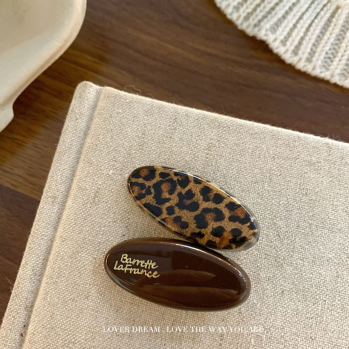 Gold Letter Leopard Hair Clip