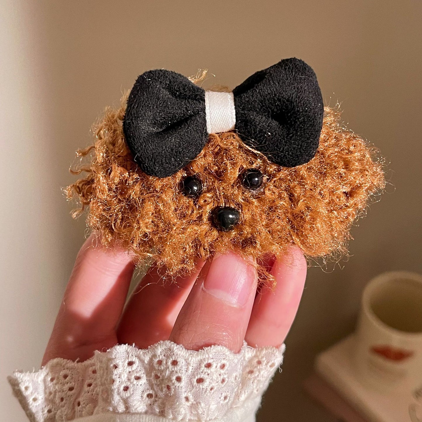 Cute Teddy Dog Bow Hair Clip