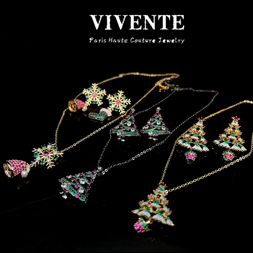 Winter Magic — Christmas Enamel Jewelry Set