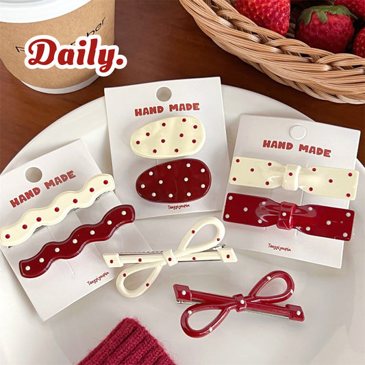 Vintage Polka Dot Bow Hair Clip