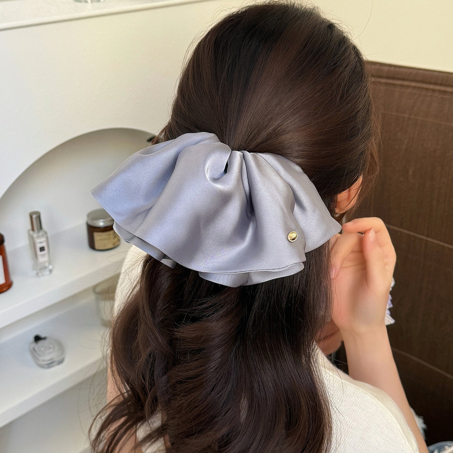 Satin Bow Ponytail Claw Clip