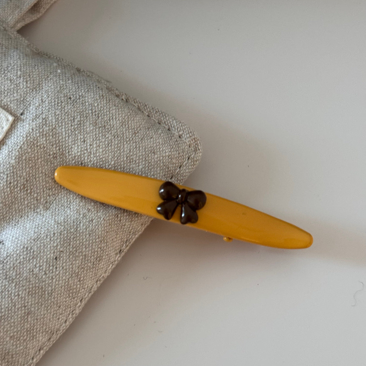 Yellow Coffee Bow Hair Clip
