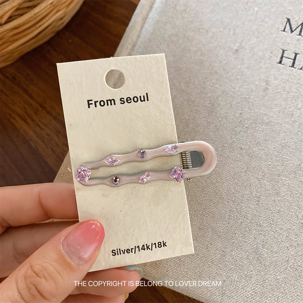 Pink Rhinestone Geometric Hair Clip