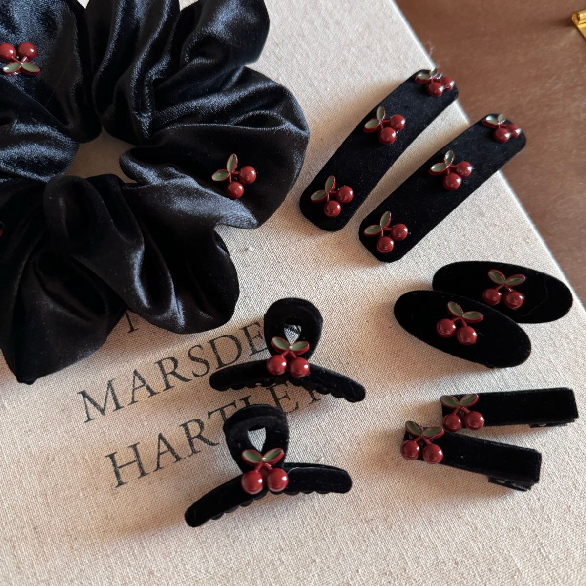 Cherry Velvet Hair Clip