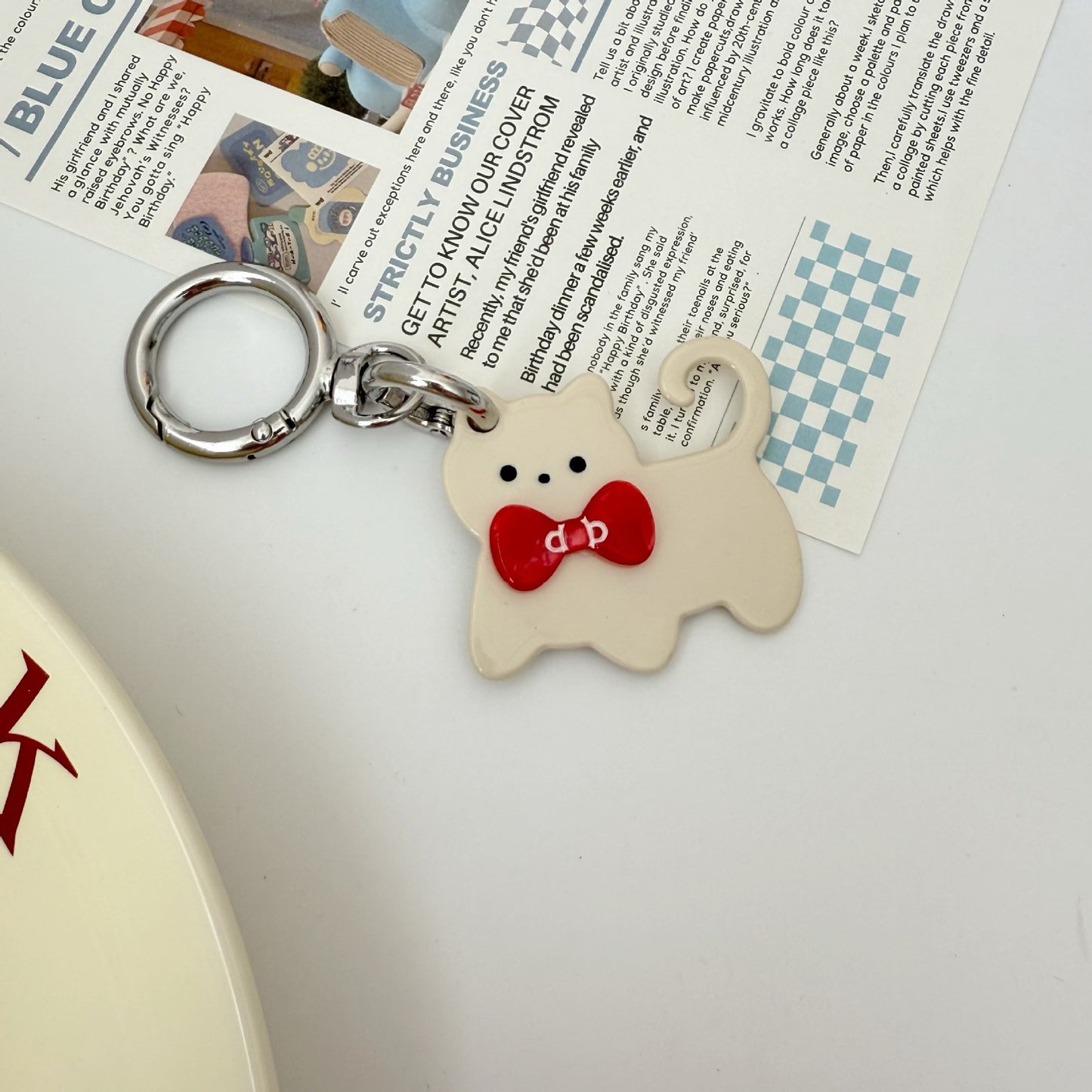 Cat Watermelon Acetate Comb Keychain