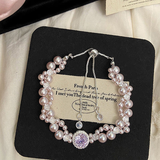 Rose Charm – Manta Pearl & Pavé Zircon Bracelet