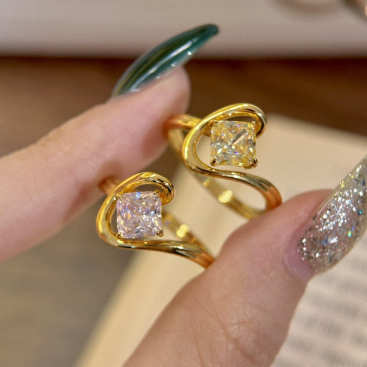 Twisted Square Crystal Ring
