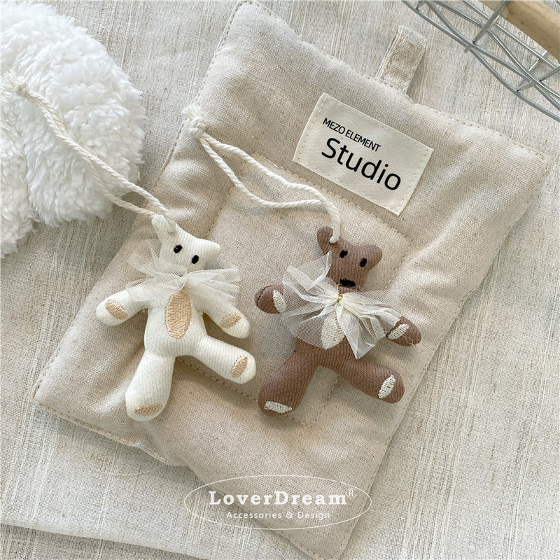 Fabric Bear Swan Dog Keychain