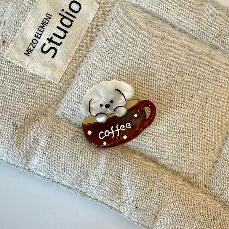 Cute Bear Acetate Coffee Hair Clip