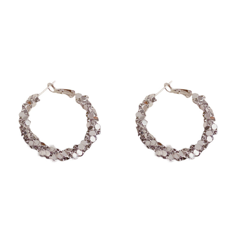 Silver Mirage — Chunky Metal Circle Hoop Earrings