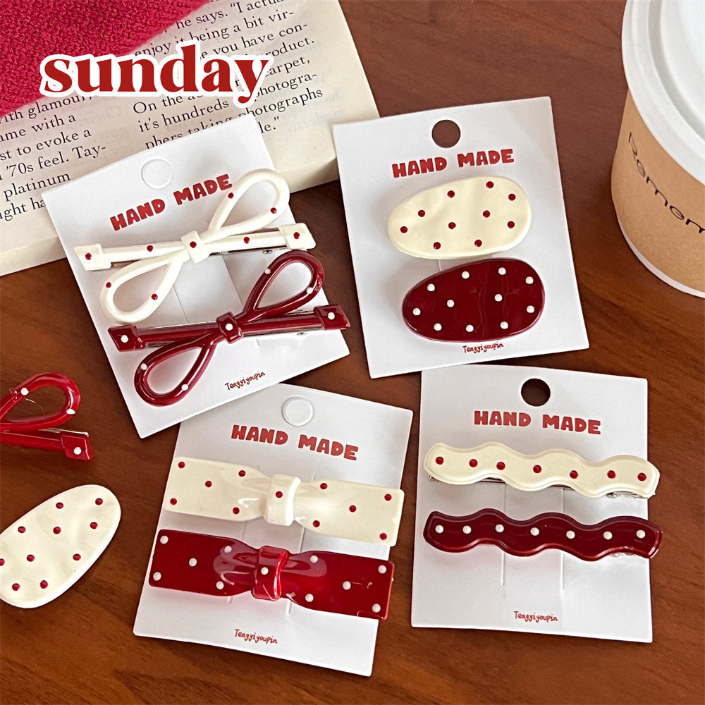 Vintage Polka Dot Bow Hair Clip