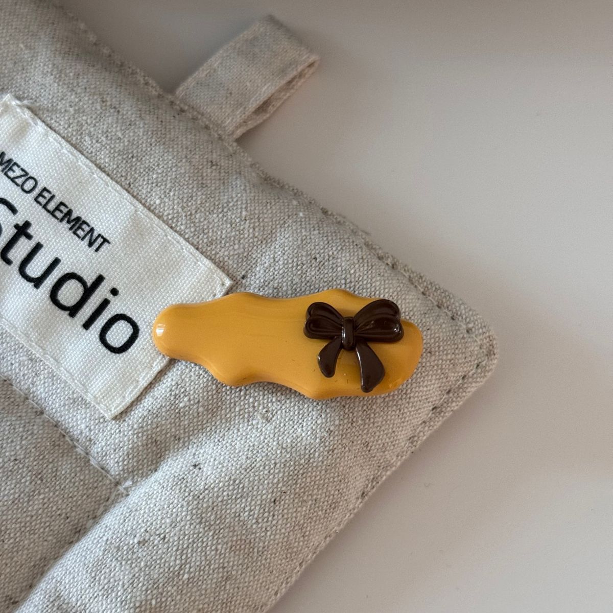 Yellow Coffee Bow Hair Clip