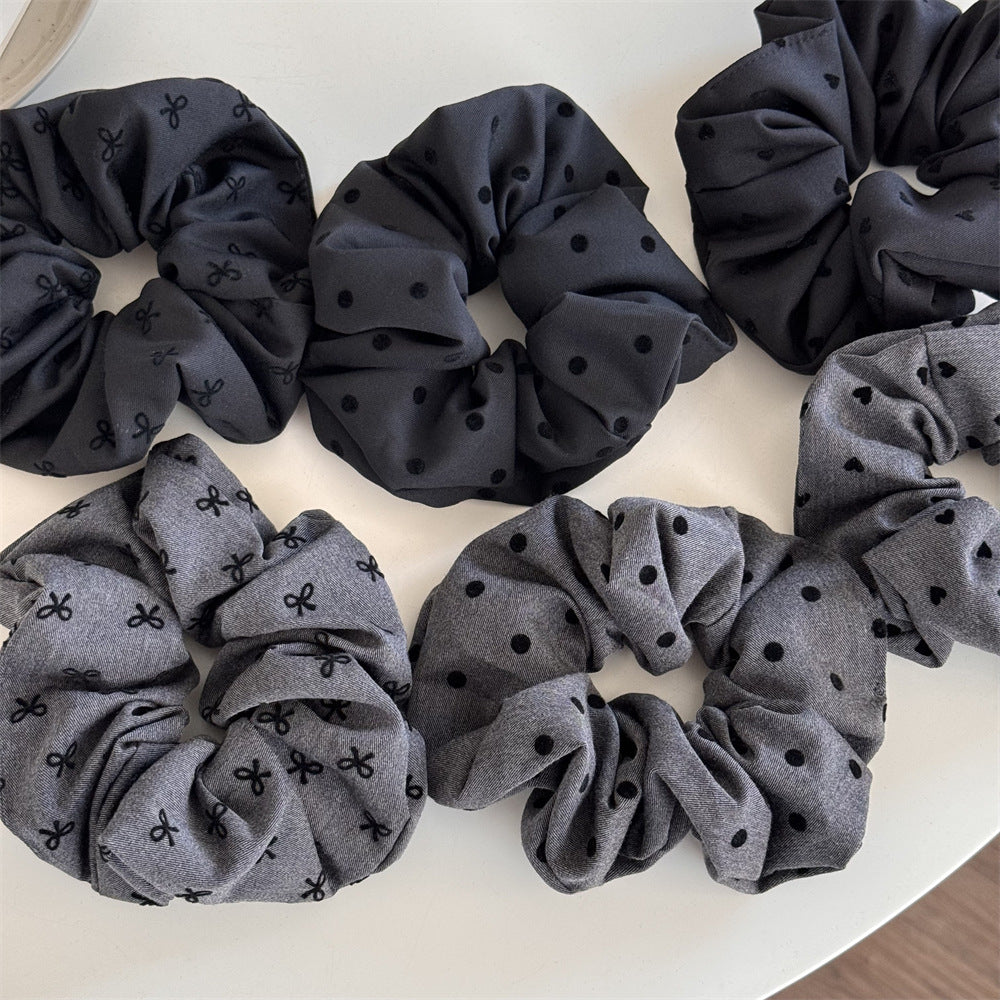 Polka Dot Bow Heart Scrunchie