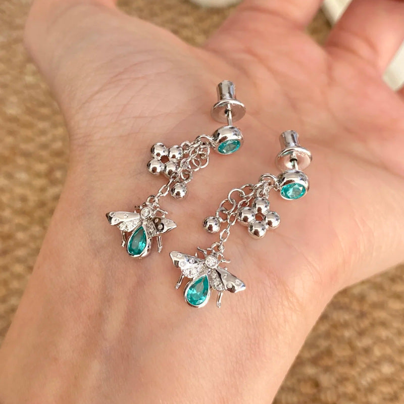 Aquamarine Bee Tassel Jewelry Set