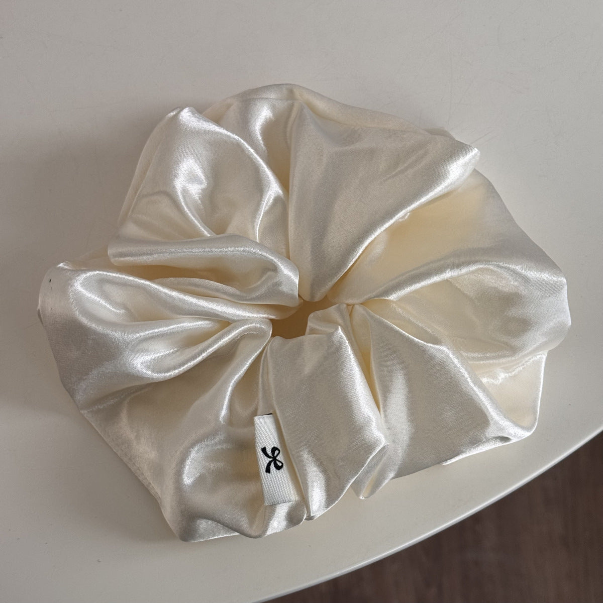 Cream Satin Oversized Scrunchie
