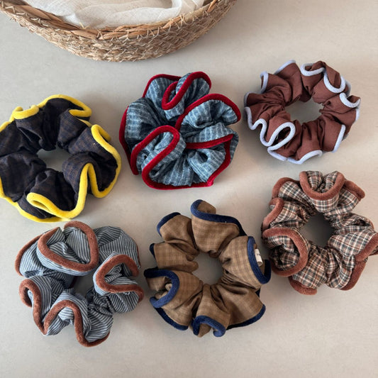 Plaid Fabric Oversized Hair Tie