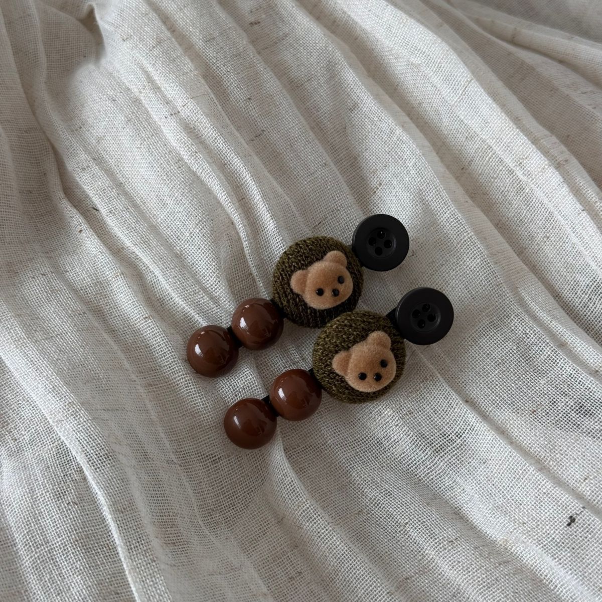 Cute Bear Fabric Hair Clip