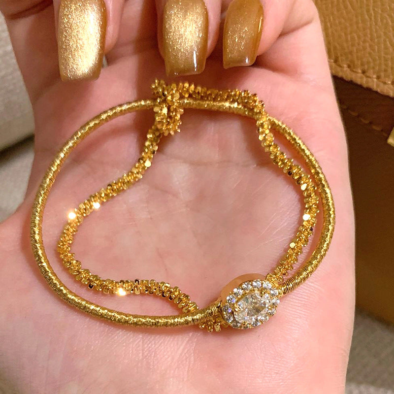 Golden Melody — Gold Wire Wrap Soft Bangle Bracelet