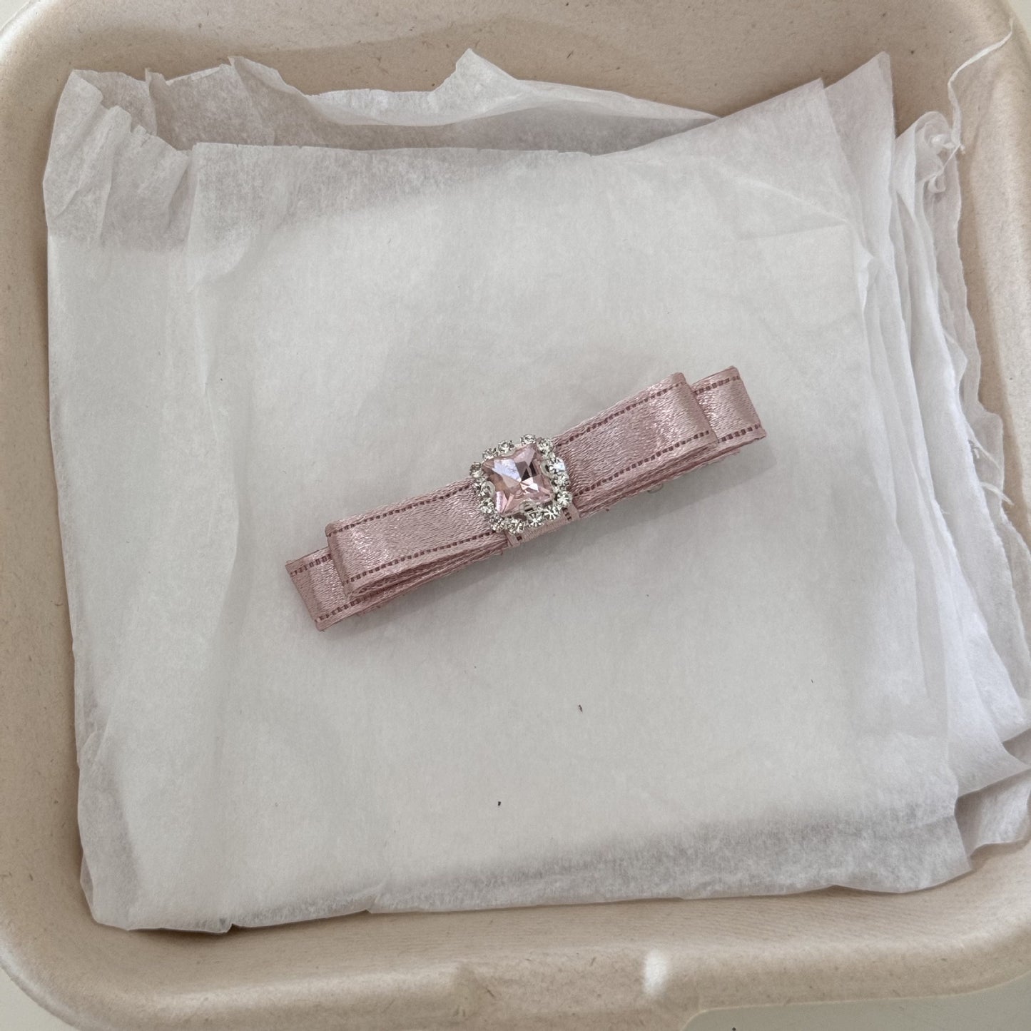 Satin Stone Bow Hair Clip