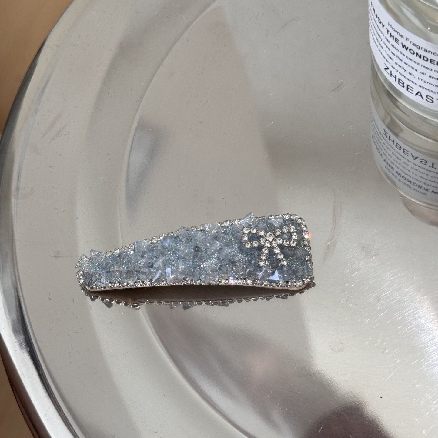 Blue Crystal Bow Hair Clip