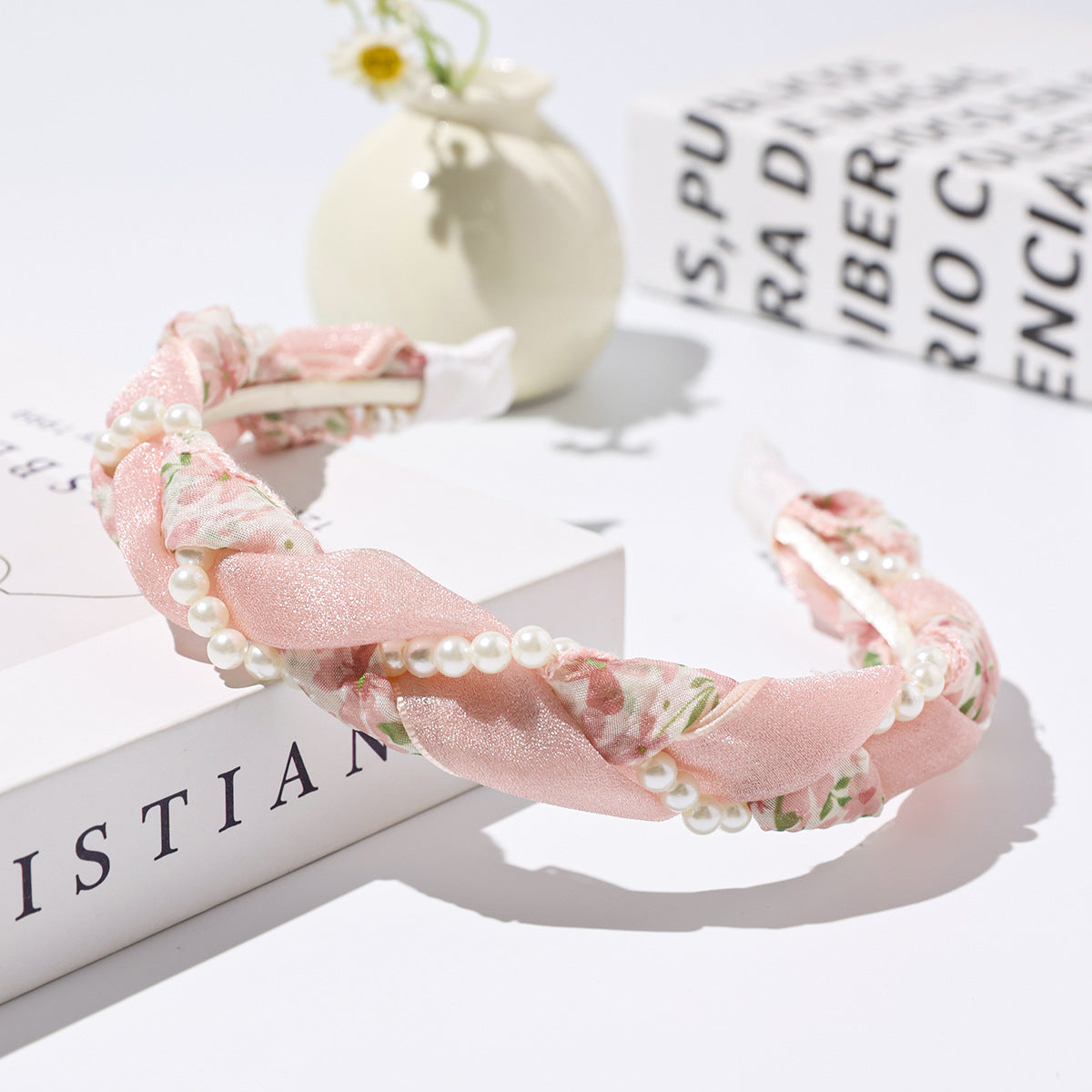 Floral Pearl Twist Headband