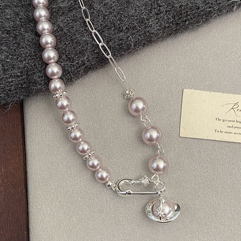 Rose Orbit – Manta Pearl Saturn Adjustable Jewelry Set