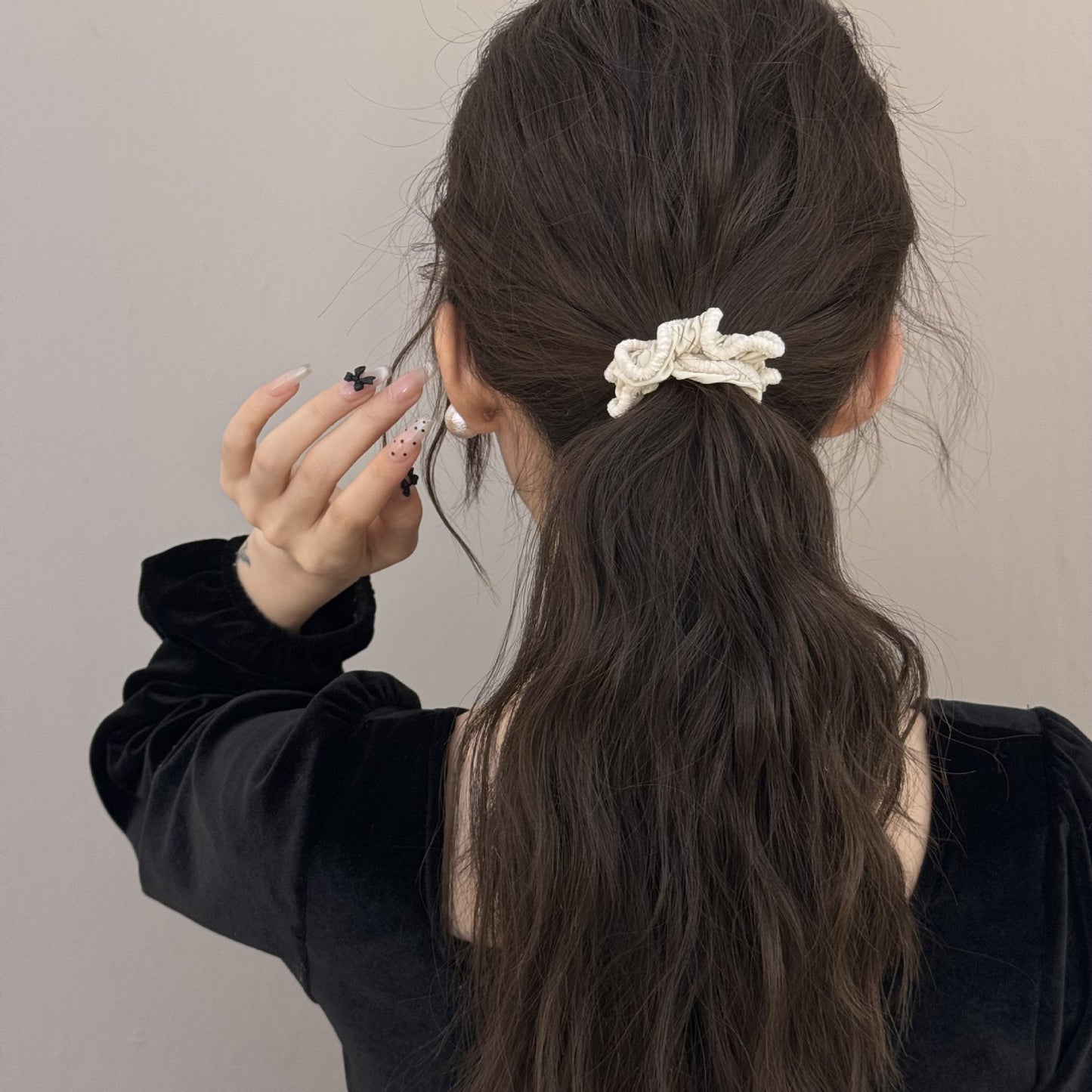 Fuzzy Ruffle Hair Scrunchie