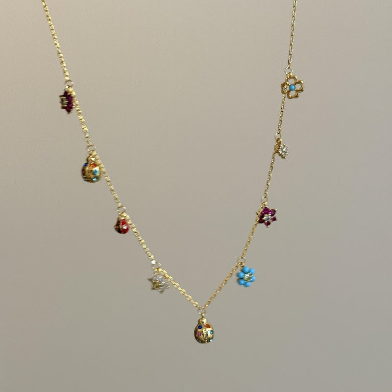 Colorful Flower Ladybug Jewelry Set