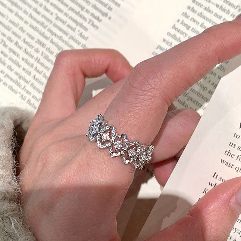 Petal Veil — Hollow Lace Floral Gold-Plated Silver Ring