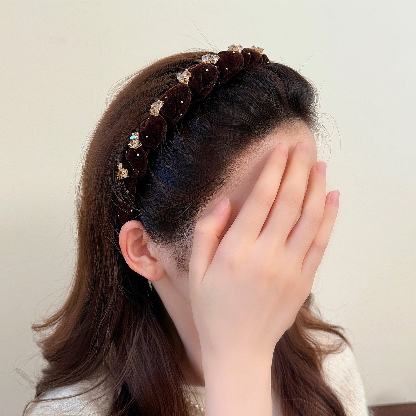 Starry Velvet Crystal High-Top Headband