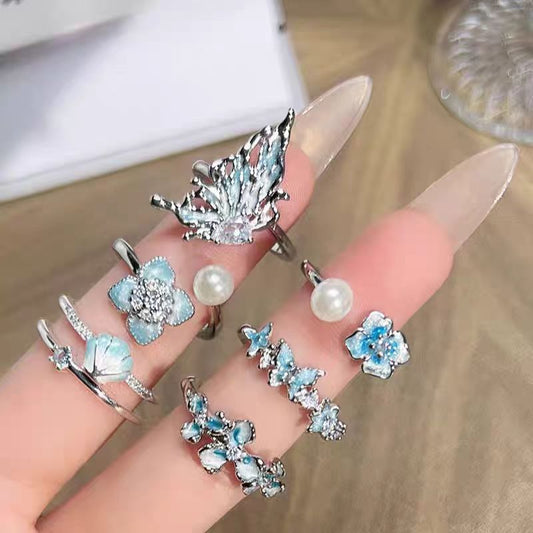 Butterfly Gradient Enamel Flower Ring