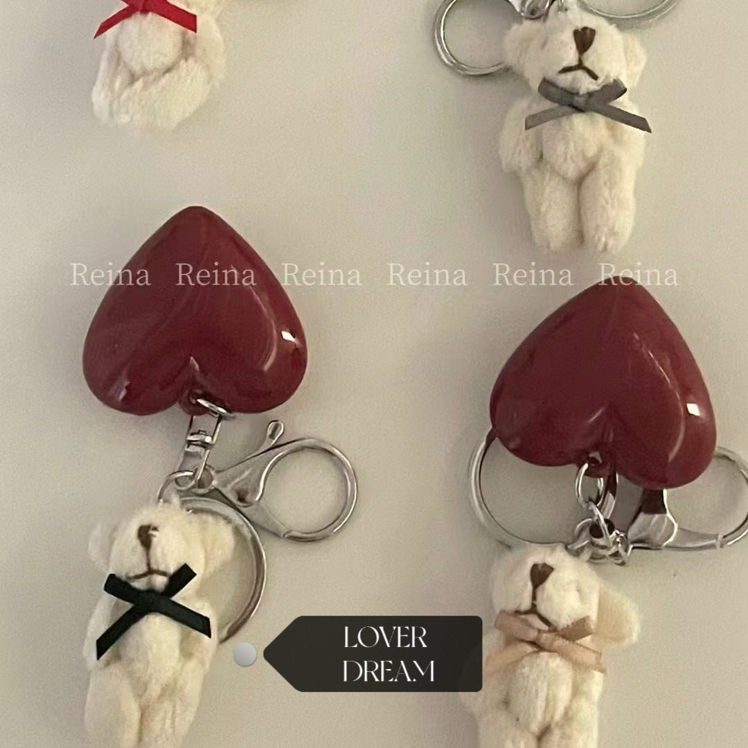 Red Heart Bear Keychain