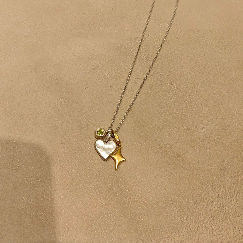 Stellar Heart – Gold Starburst Pendant Necklace