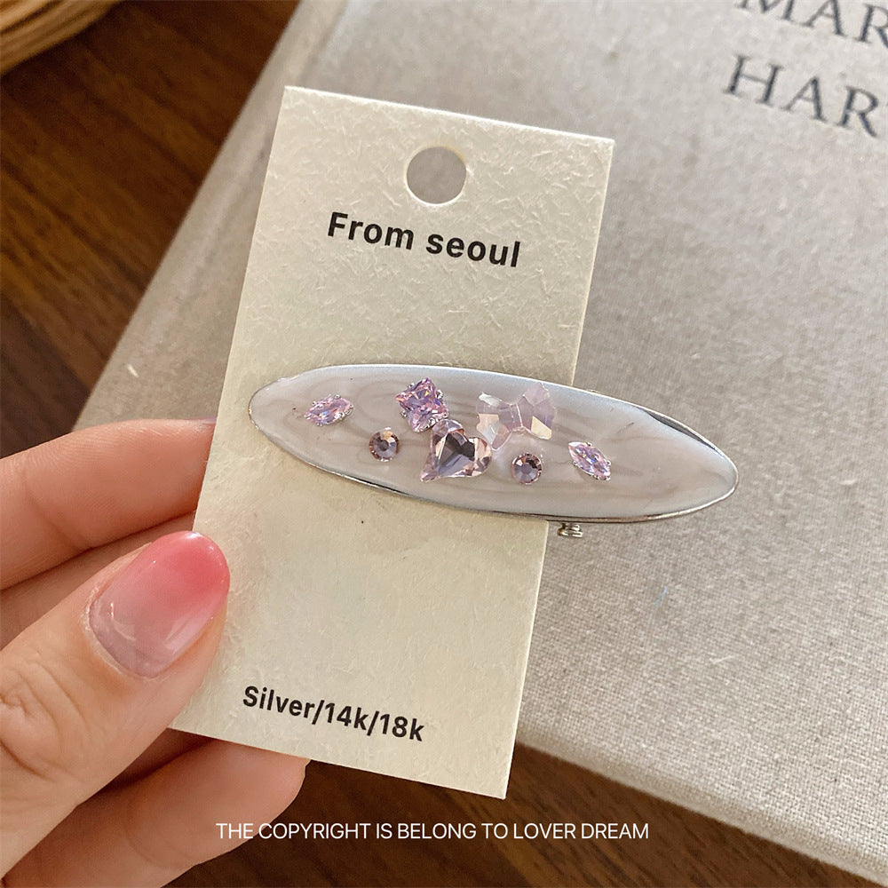 Pink Rhinestone Geometric Hair Clip