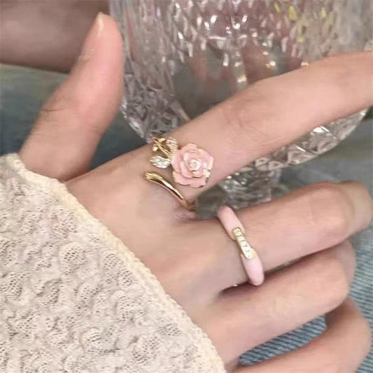 Colorful Enamel Flower Butterfly Ring