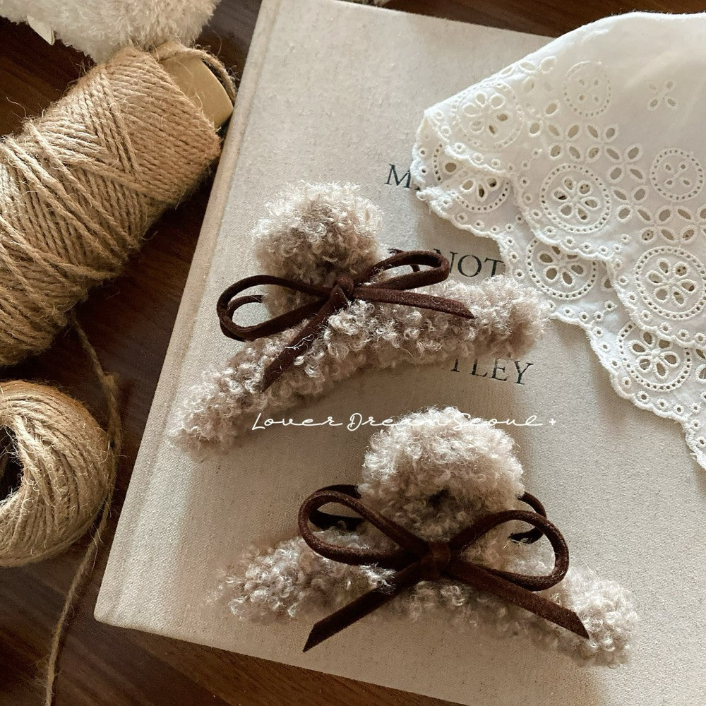 Velvet Bow Plush Hair Clip