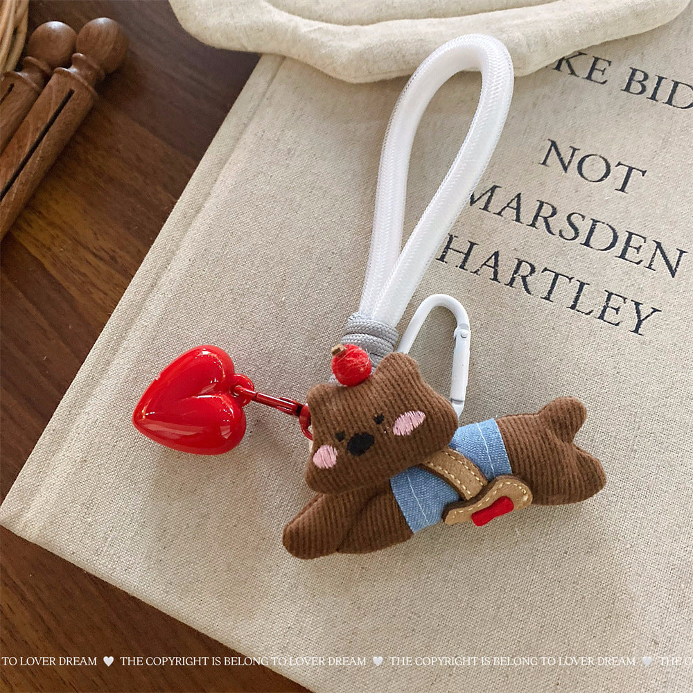 Blue Bear Heart Keychain