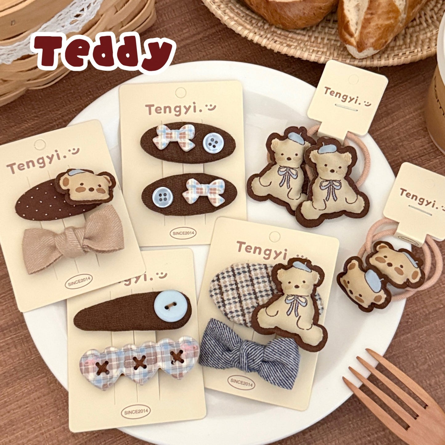 Korean Cream Bear Hair Clip