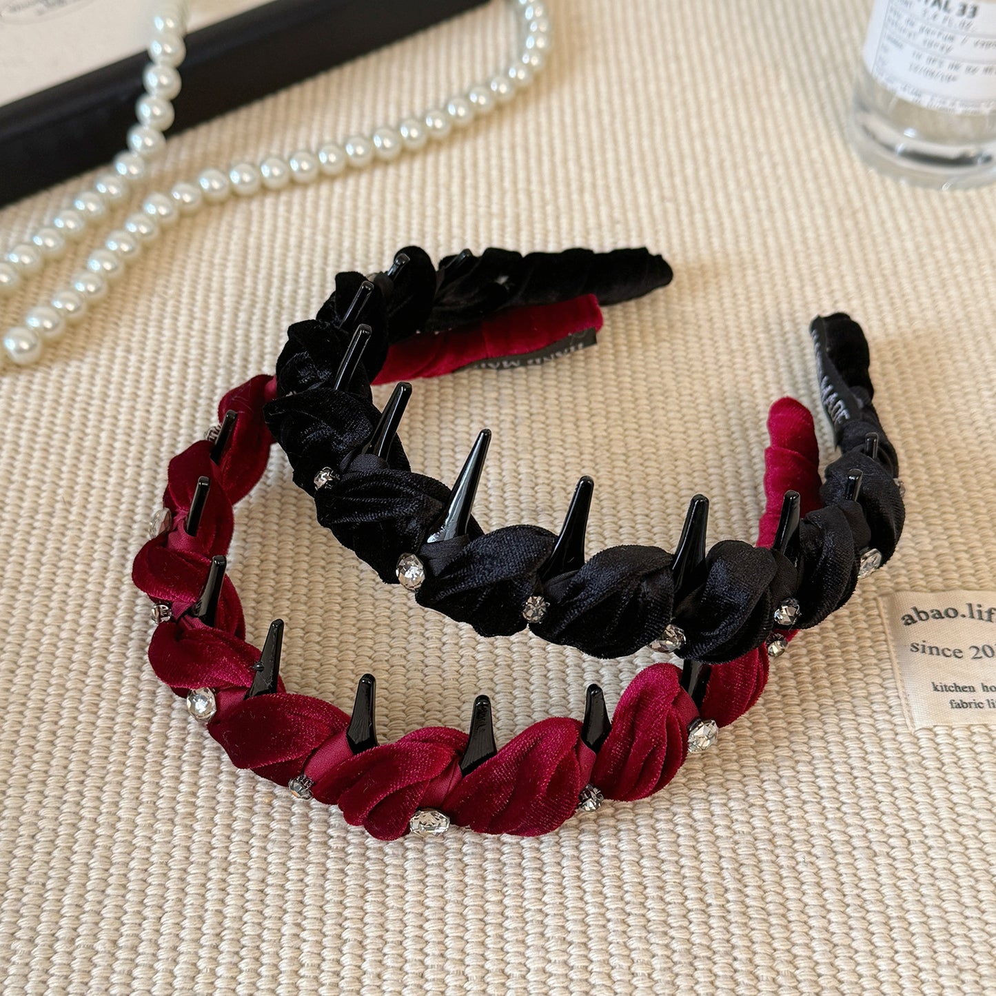 Velvet Rhinestone High-Top Headband