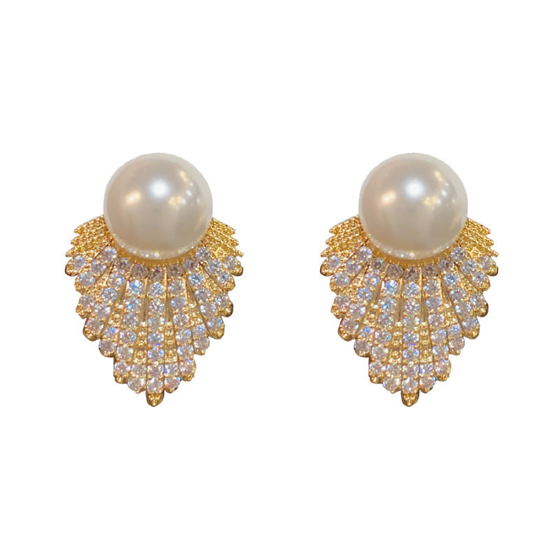 Pearl Reverie — Vintage Diamond-Accented Stud Earrings
