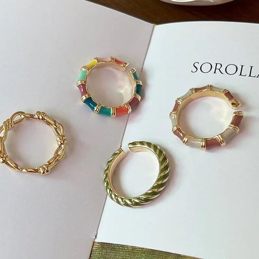 Rainbow Enamel Statement Ring