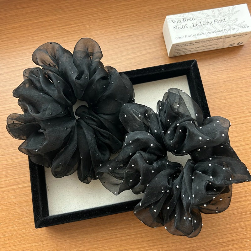 Large Rhinestone Organza Hair Scrunchie