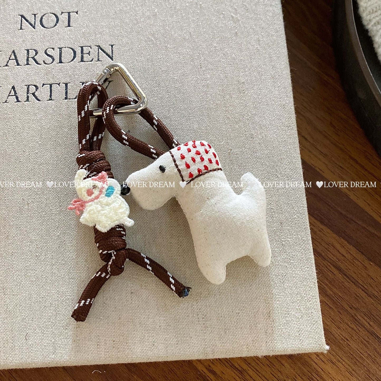 Fuzzy Bear Heart Lanyard Keychain