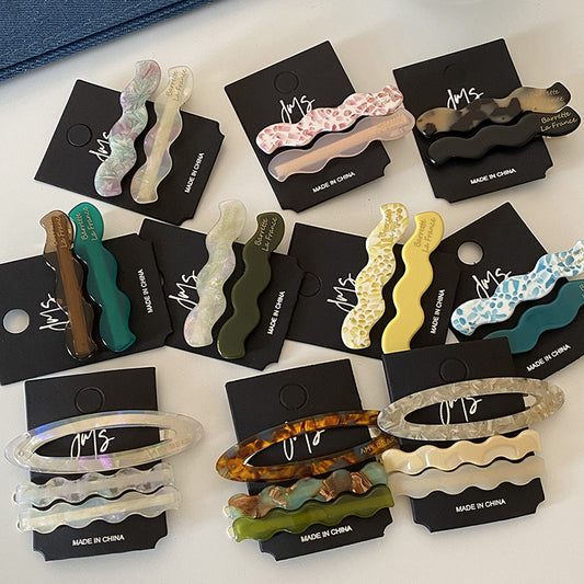 Korean Wave Acetate Hair Clip Set