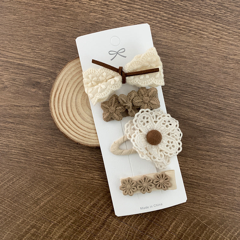 Milk Tea Lace Baby Hair Clip Set