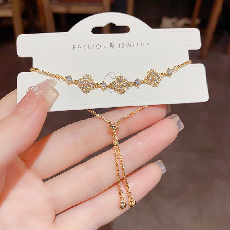 Blossom Tranquility — Three Zircon Flower Bracelet