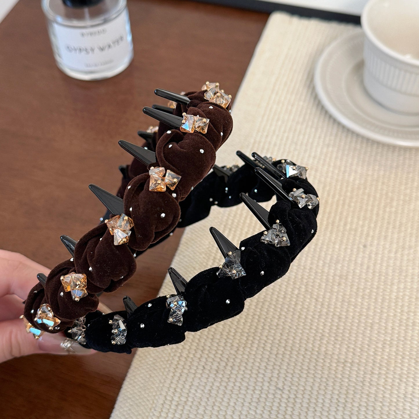 Starry Velvet Crystal High-Top Headband