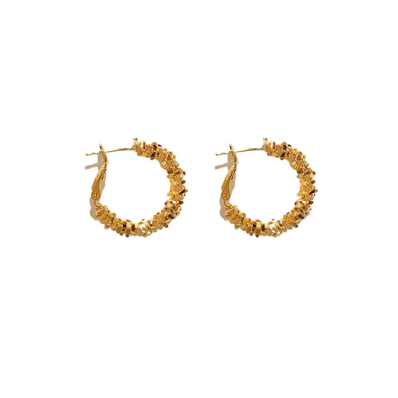 Shattered Moonlight — Textured Silver Hoop Earrings