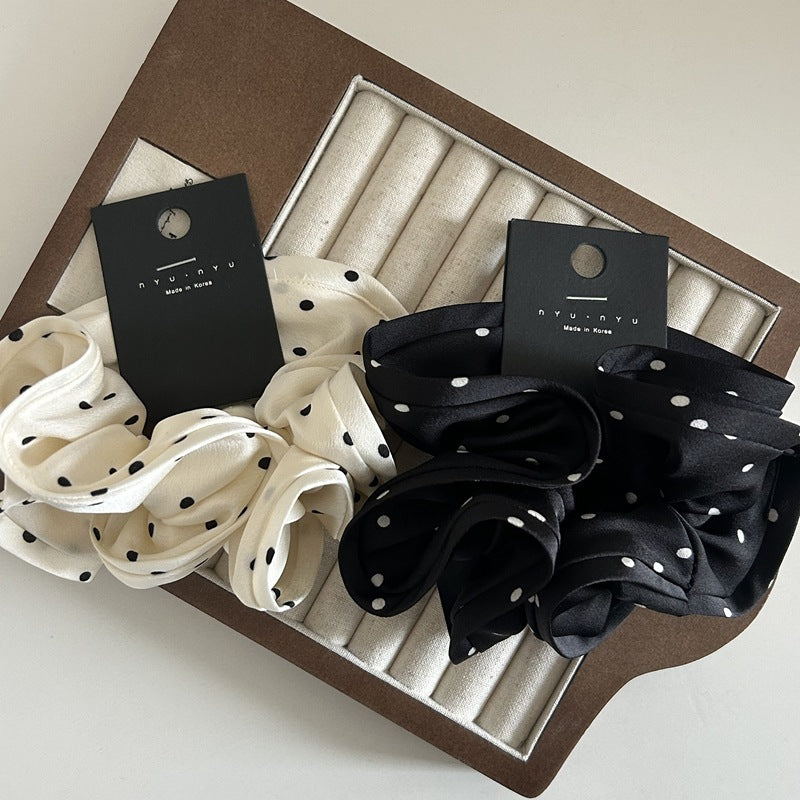 Polka Dot Satin Scrunchie