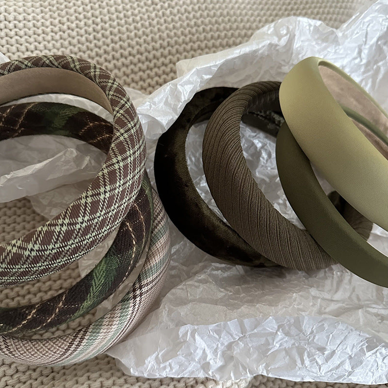 Dark Green Quilted High-Crown Headband